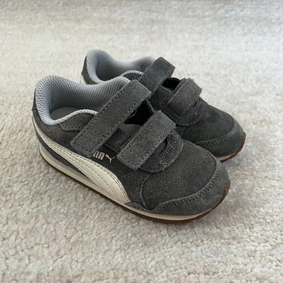Puma Toddler Boys Girls Gray Suede Runners Sneakers Shoes 8C - Picture 4 of 10